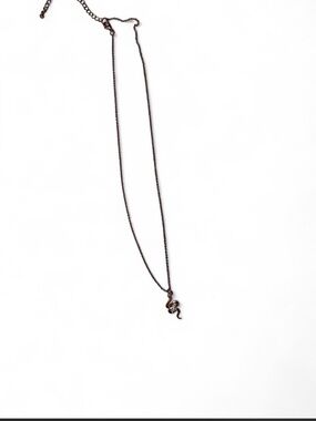 Delicate Snake Pendant Necklace in Antique Bronze